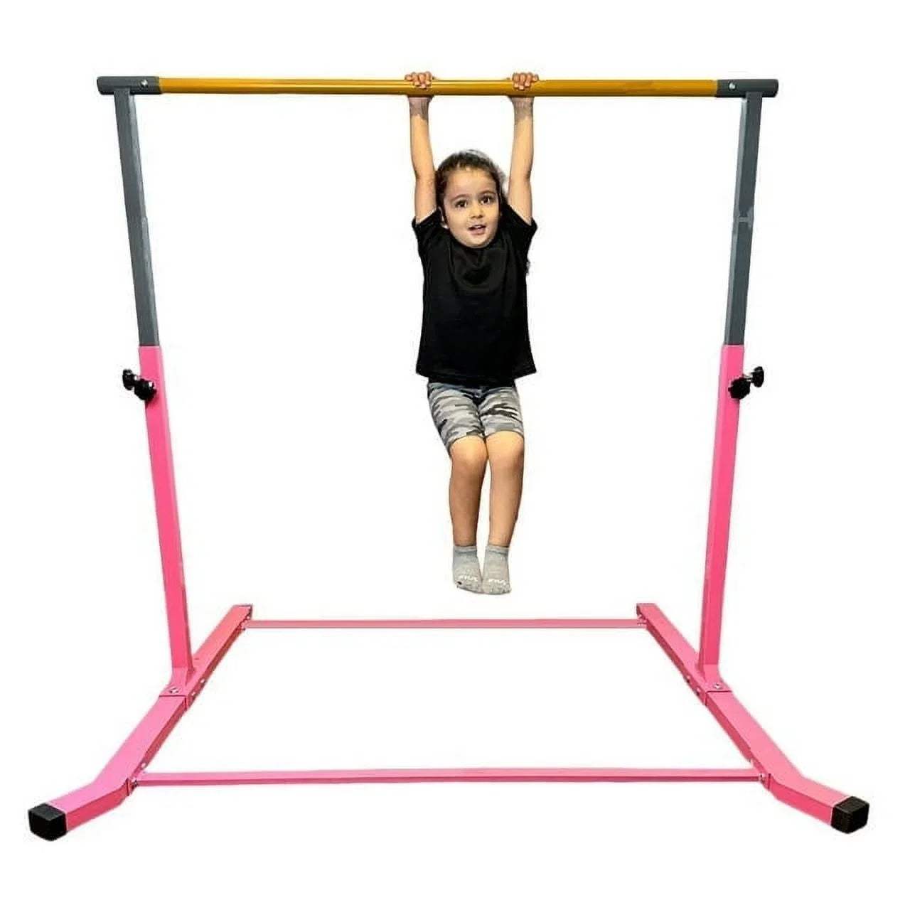 5-Sizetar Gymnastic Kip Bar for Kids, Adjustable 3-5FT, Pink, Heavy-Duty, Home Gym Training Equipment