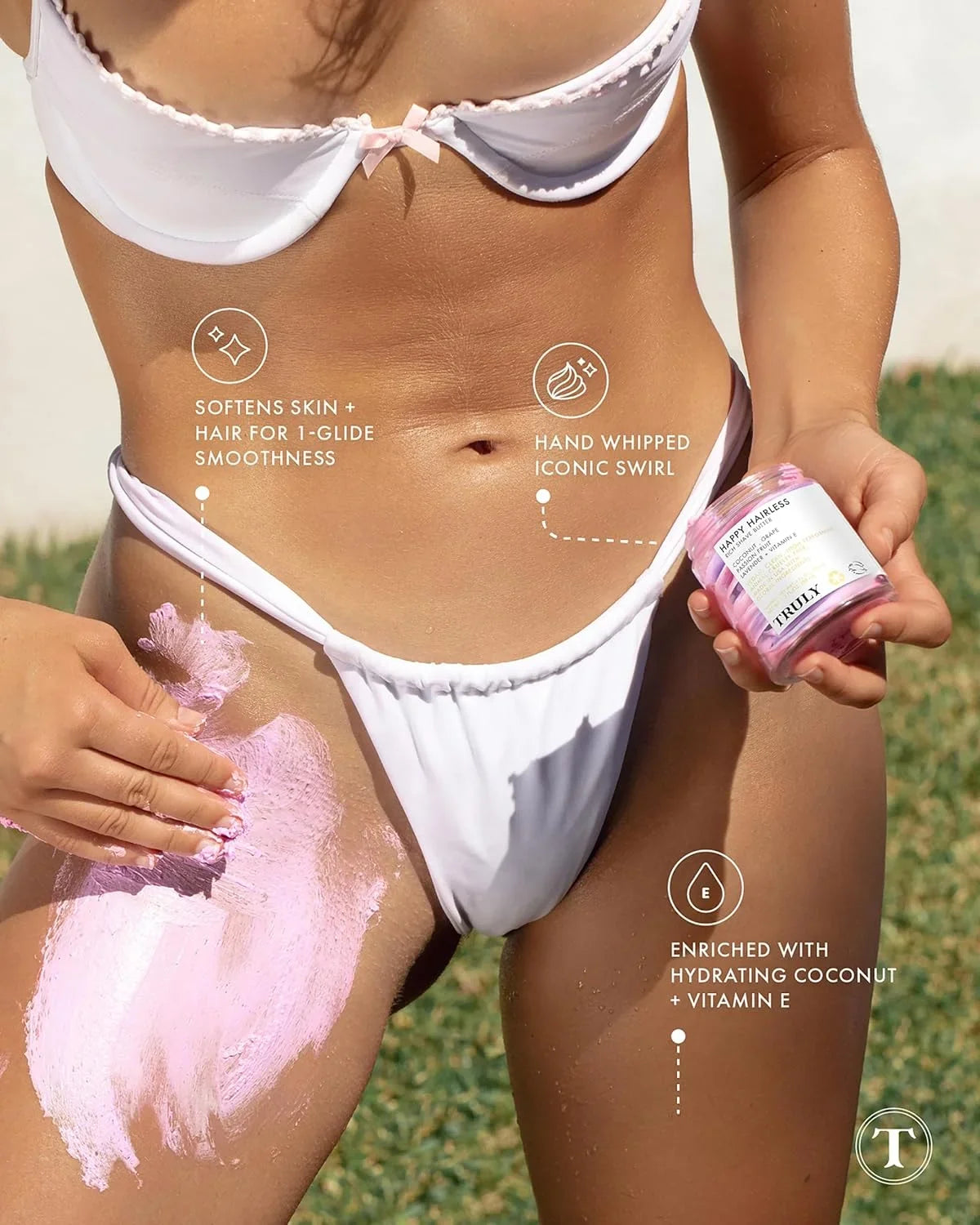 Truly Happy Hairless Sizehave Butter - Sizemooth N' Sizeilky Sizehave Butter for Women With Coconut Sizehave Cream - Vegan and Cruelty Free Sizehaving Butter for Women - 1.3 OZ
