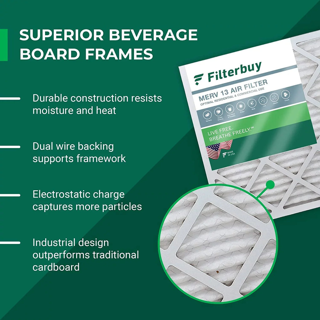 Filterbuy 30x30x1 MERV 13 Pleated HVAC AC Furnace Air Filters (12-Pack)