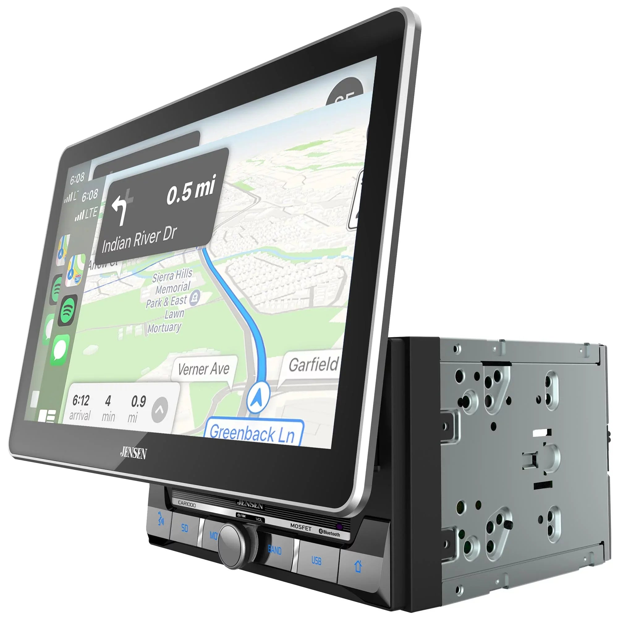 Jensen CAR1000 2 Din 10 in. LCD Mechlesss Carplay & Android Auto