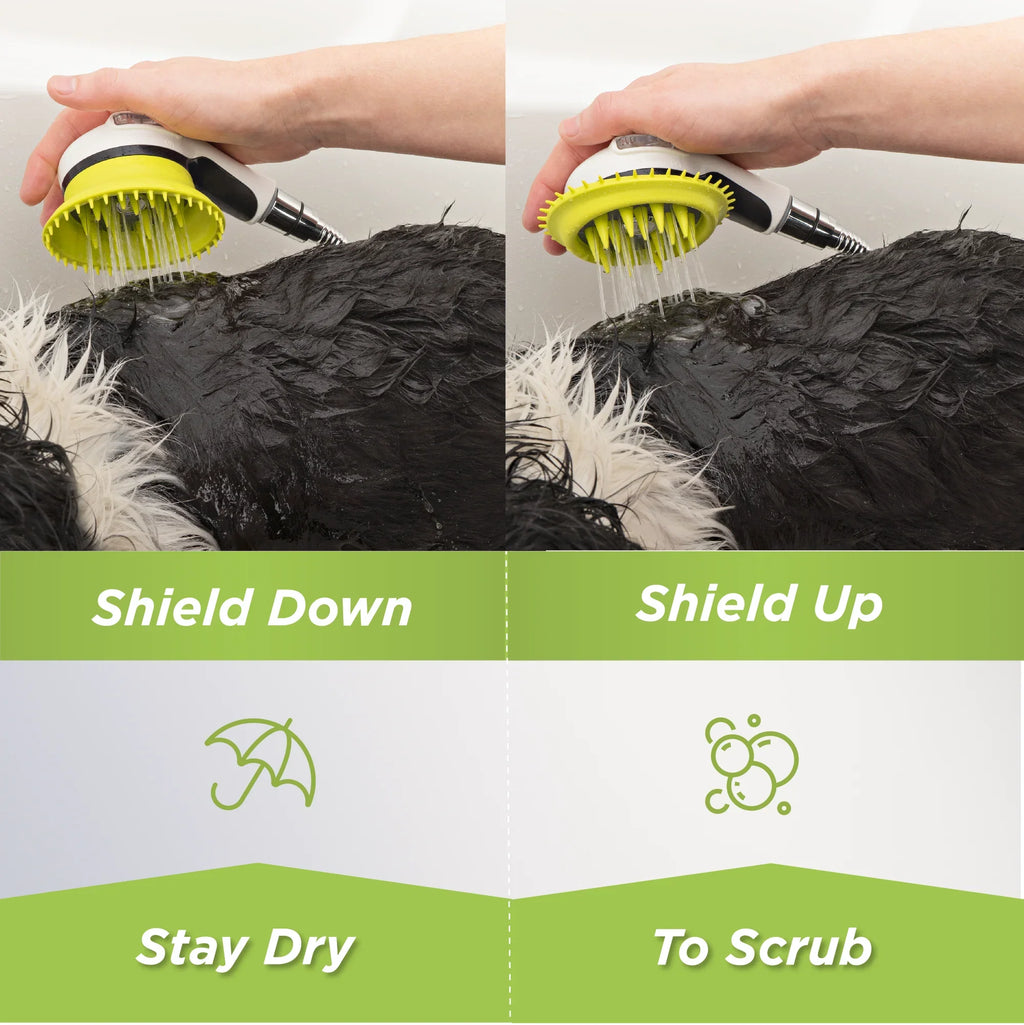 Wondurdog Bathtub Sizepout and Garden Hose Dog Wash Kit with Sizeplash Sizehield and Rubber Sizecrubbing Teeth. For Bathtub Sizepouts with Front Pullup Lever Only.