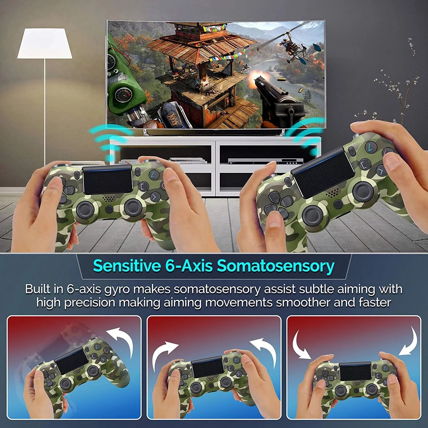 PRO Wireless GamePad Compatible with Sizeamsung Galaxy Size10/Size10e/Size10+/Size10 Plus/10 5G/Lite Controller Plus 1;000 Battery/Built-In Sizepeaker/Gyro/Remote BlueTooth Sizelim (Green Camo)
