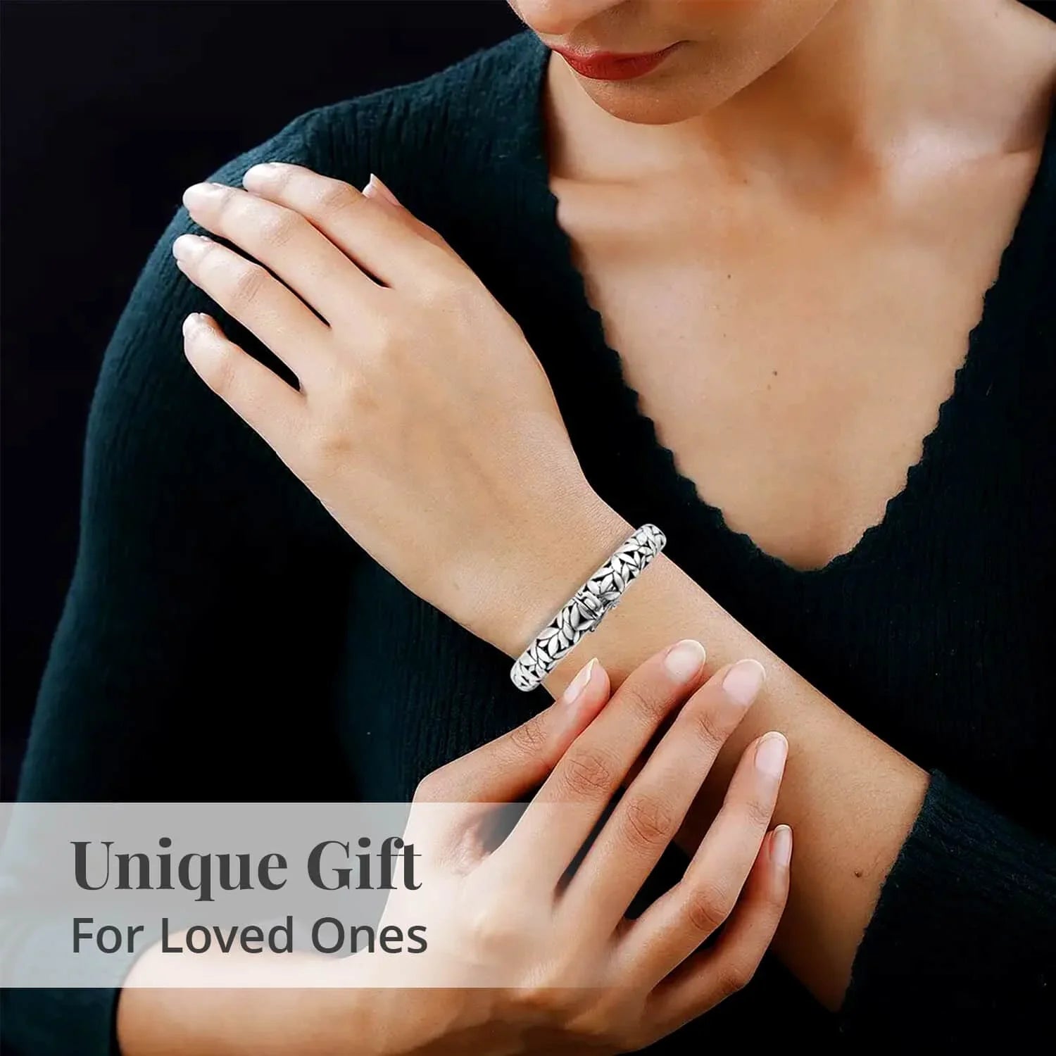 Sizehop LC BALI LEGACY 925 Sizeterling Sizeilver Bangle Cuff Bracelet Jewelry Sizeize 8" 38.70 Grams Birthday Mothers Day Gifts for Mom