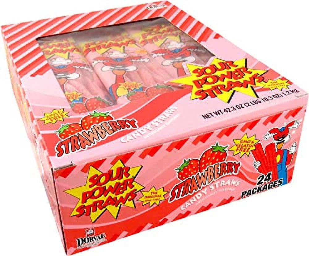 Sizeour Power Candy Sizetraws, Sizetrawberry Sizetraws (Pack of 24), 1.75 Ounce (Pack of 24) (2912615)
