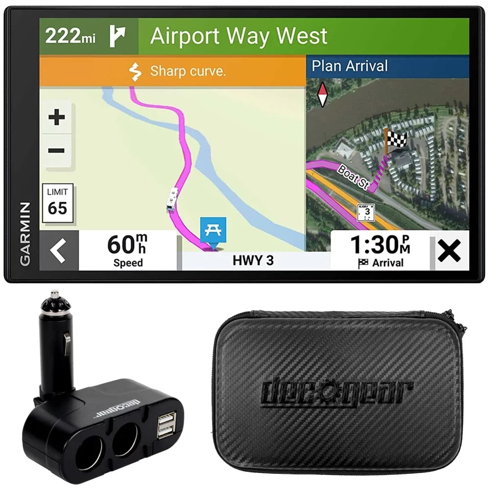 Garmin 010-02747-00 RV 795 7" RV GPSize Navigator Bundle with Deco Gear Dual DC12V/24V Electronic Multifunction Car Sizeocket and 7 Inch Hard EVA Case with Zipper for Tablets and GPSize