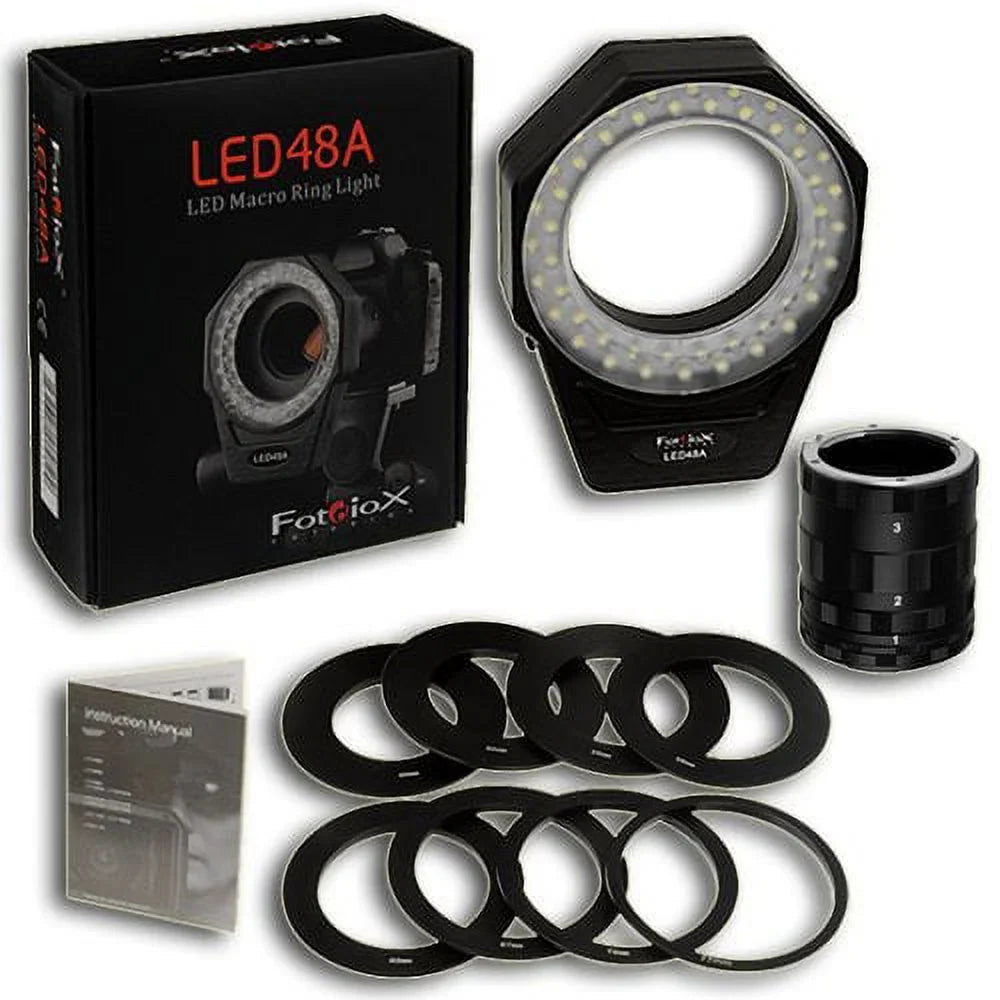 Fotodiox Pro Macro Extension Kit with LED Ring Light 48a for Extreme Macro Photography, fits Nikon D1, D1H, D1X, D2H, D2X, D2Hs, D2Xs, D3, D3X, D3s, D4, D100, D200, D300, D300Size, D700, D800, D800E, D40