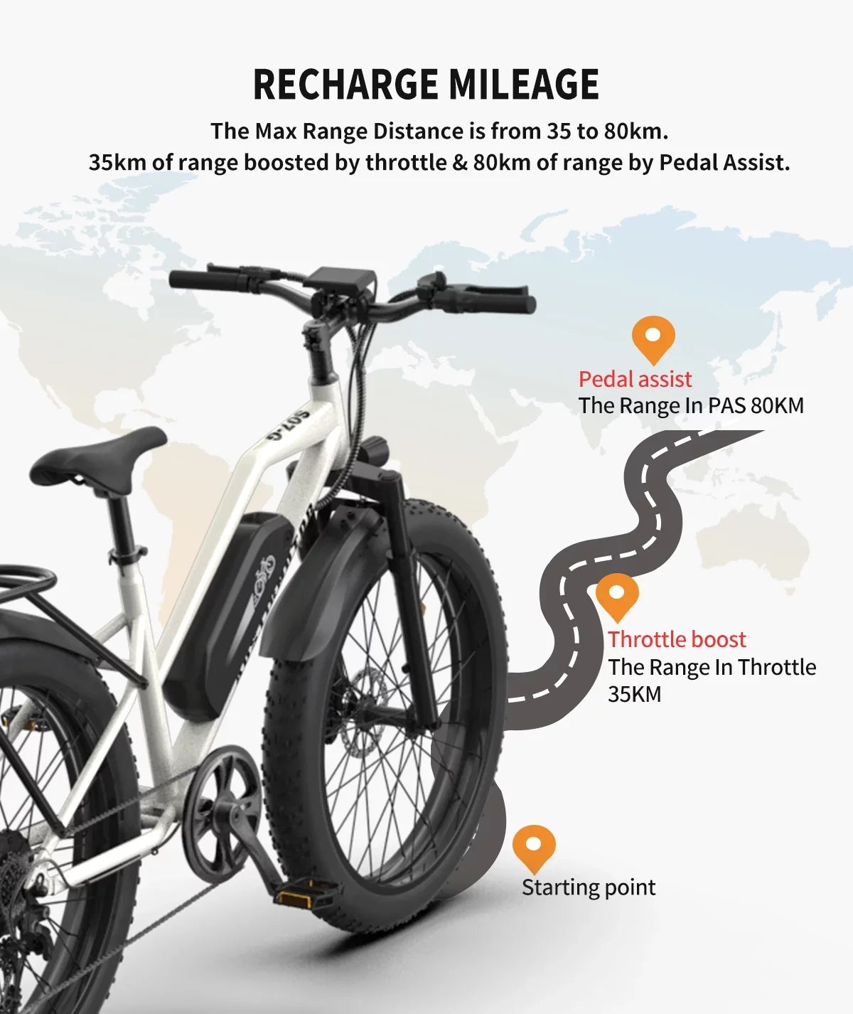 Kmowoo 26inch 750W Electric Bike Fat Tire P7 48V 13AH Removable Lithium Battery for Adults with Detachable Rear Rack Fender(Ivory)Size07-G