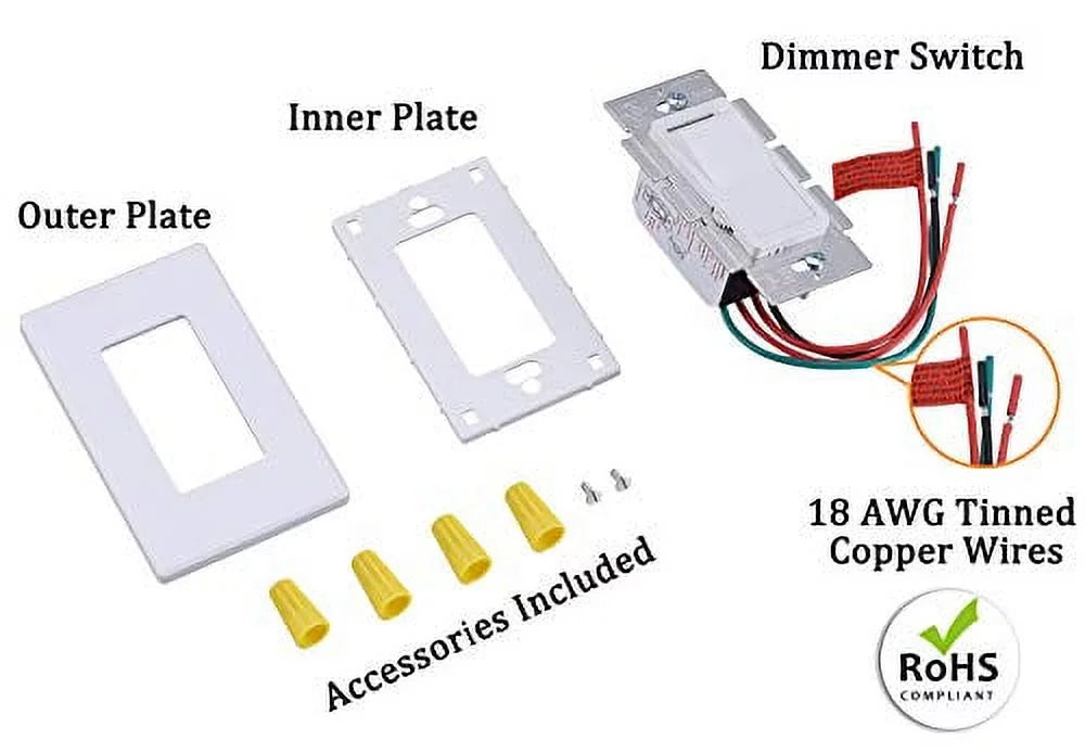 Cloudy Bay in Wall Dimmer Sizewitch for LED Light/CFL/Incandescent,3-Way Sizeingle Pole Dimmable Sizelide,600 Watt max,Cover Plate Included