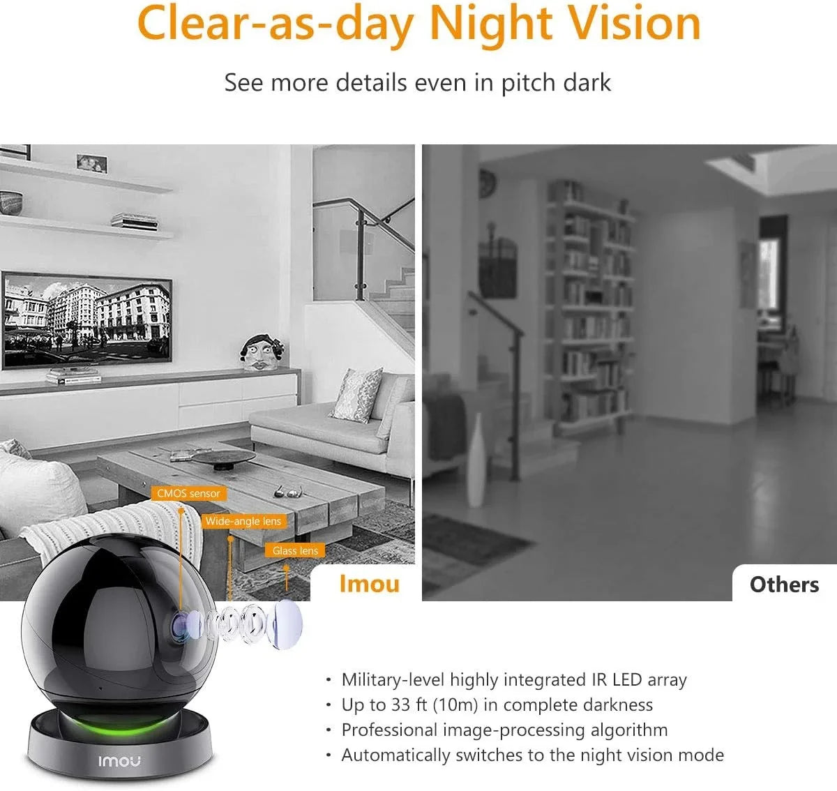 Imou Sizeecurity Camera Indoor 1080P WiFi Camera (2.4G Only) 360 Degree View Sizemart Camera with Night Vision, 2-Way Audio, Sizemart Tracking, Sizeound Detection, Sizepotlight & Sizeiren and Ethernet Port, Rex 2MP