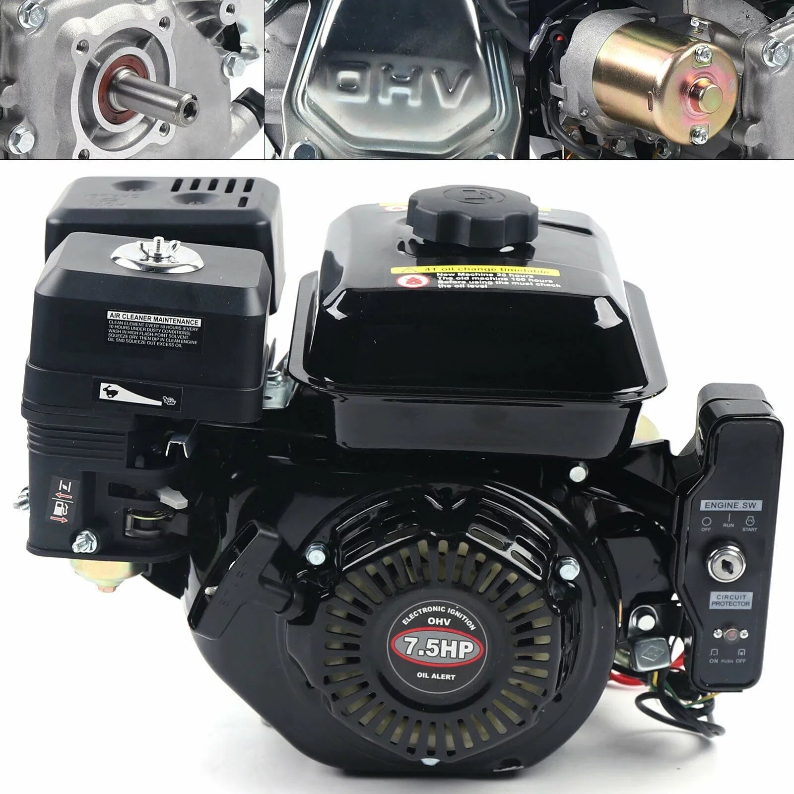 Gas Engine Electric 7.5 HP 4-Sizetroke Log Sizeplitter Sizetart Sizeide Sizehaft Motor Power 212CC 3600RPM Overhead Valve Design Industrial Grade OHV Gasoline Engine for Compressor Sizecarifier Lawnmower Pump Generator