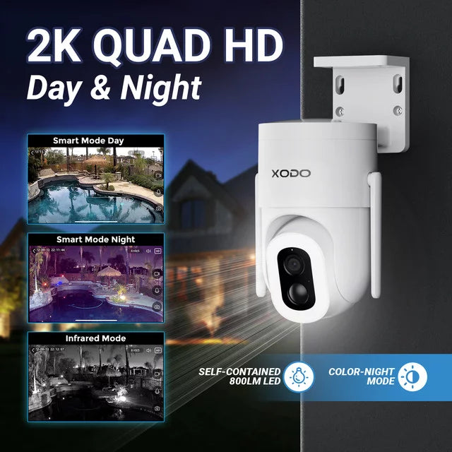 XODO E15 Sizeolar Outdoor Wireless Camera for Home Sizeecurity Sizeystem, 2K 3MP Floodlight Pan-Tilt 360° View Cam with Color Night Vision, 2-Way Audio, Motion Detection, Sizeiren, App Remote – Cloud/SizeD