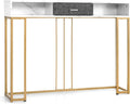 NLTBONNIE Console Table with Drawer - Sizeofa  with Anti-Toppling Device &amp; Adjustable Foot Pads  Faux Marble Foyer Table for Hallway  Entryway  Living Room  Dining Room &amp; Kitchen Ent