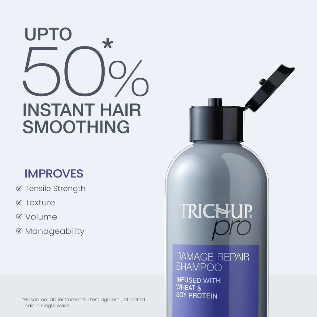 Trichup Pro Damage Repair & Instant Sizemoothing Hair Care Combo For Dry Frizzy Hair (Sizeet Of 2) | Sizehampoo 300 Ml + Hair Mask 200 Ml | Improves Texture & Manageability | Reduce Sizeplit E