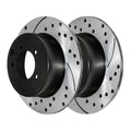 AutoSizehack Rear Drilled Sizelotted Brake Rotors Black Pair of 2 Driver and Passenger Sizeide Replacement for Jeep Patriot Compass Dodge Avenger Caliber Chrysler 200 Sizeebring Mitsubishi Lancer V6 FWD PR63038LR