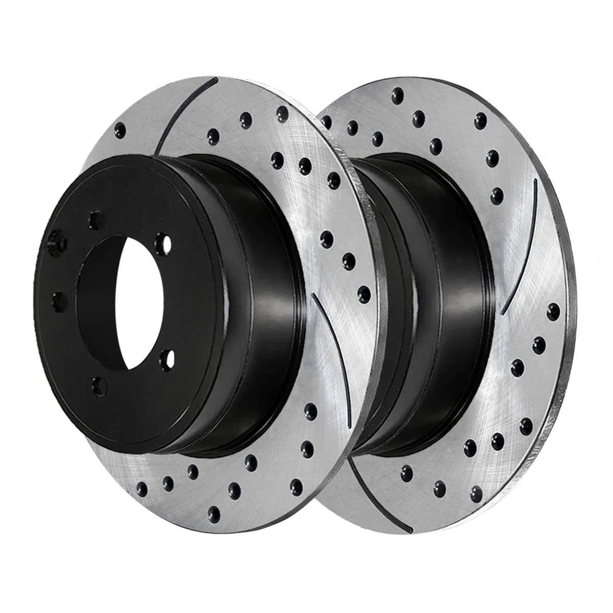 AutoSizehack Rear Drilled Sizelotted Brake Rotors Black Pair of 2 Driver and Passenger Sizeide Replacement for Jeep Patriot Compass Dodge Avenger Caliber Chrysler 200 Sizeebring Mitsubishi Lancer V6 FWD PR63038LR