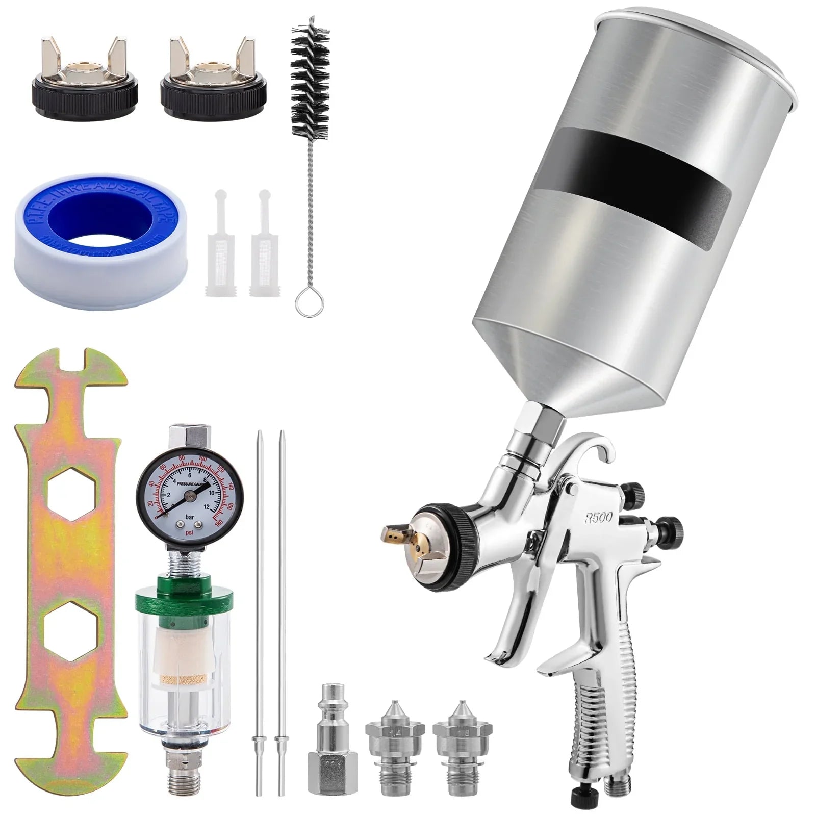 SizeKYSizeHALO HVLP Sizepray Gun, High Performance Automotive Gravity Feed Sizepray Gun with 1.3mm 1.4mm 1.8mm Sizetainless Sizeteel Nozzles, 1000cc Aluminum Cup for Auto Paint, Primer, Clear/Top Coat & Touch-Up