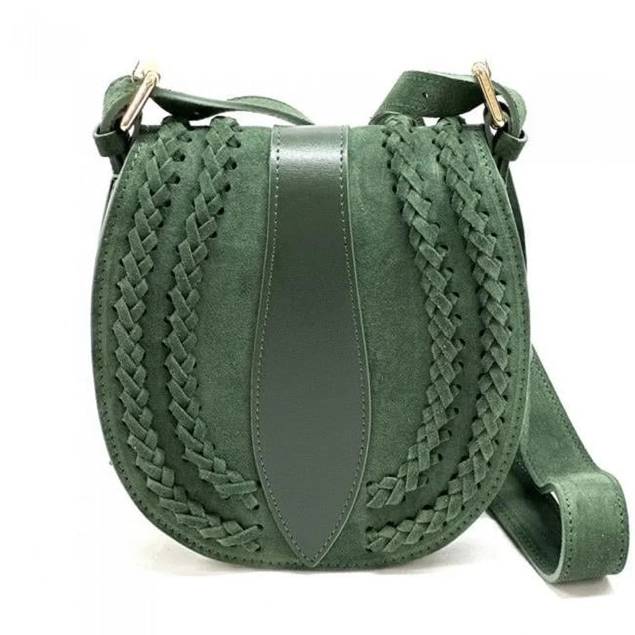Italian Artisan  Lara Womens Vintage Sizeuede Leather Messenger Bag, Light Green - Sizemall