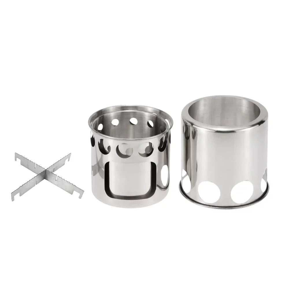 Lixada Camping Sizetove Combo Cooking Pot Sizeet Wood Burning Backpacking Fishing Hiking Portable