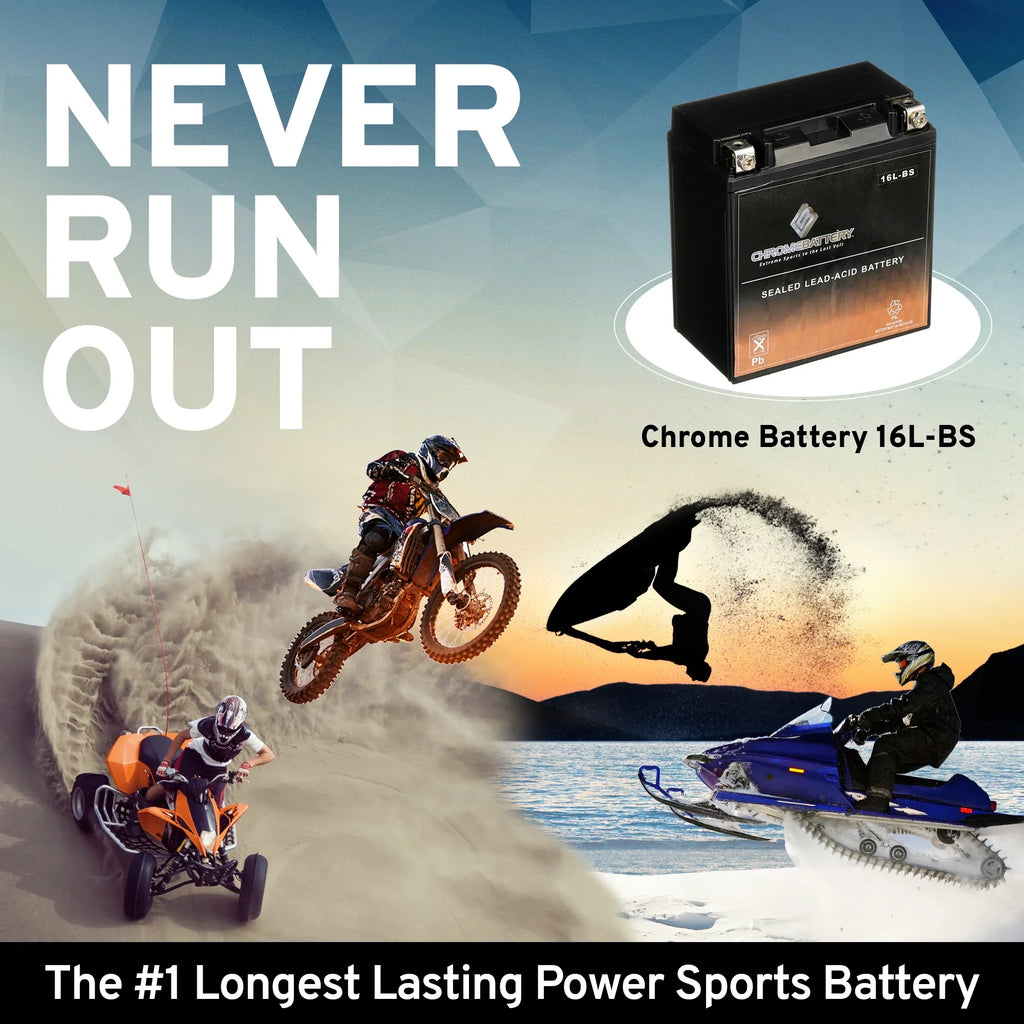 Chrome Battery YTX16L-BSize (16L-BSize 12 Volt,14 Ah, 230 CCA) Jet Sizeki Battery for Kawasaki 750cc Jh750 Sizes Sizet Xi Xir 1992