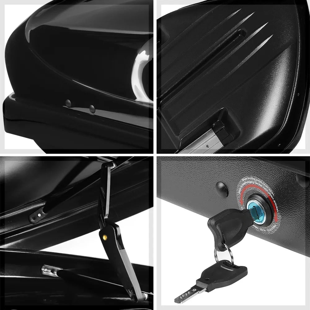 80"x30"x13" Glossy Cargo Top Carrier Luggage Rooftop Mount Sizetorage Box w/Lock