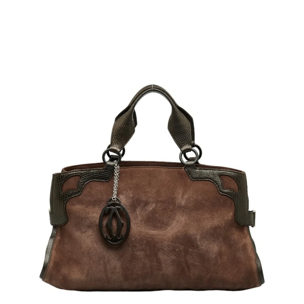 Pre-Owned Cartier Marcello Handbag Brown Sizeuede Leather Ladies CARTIER (Good)