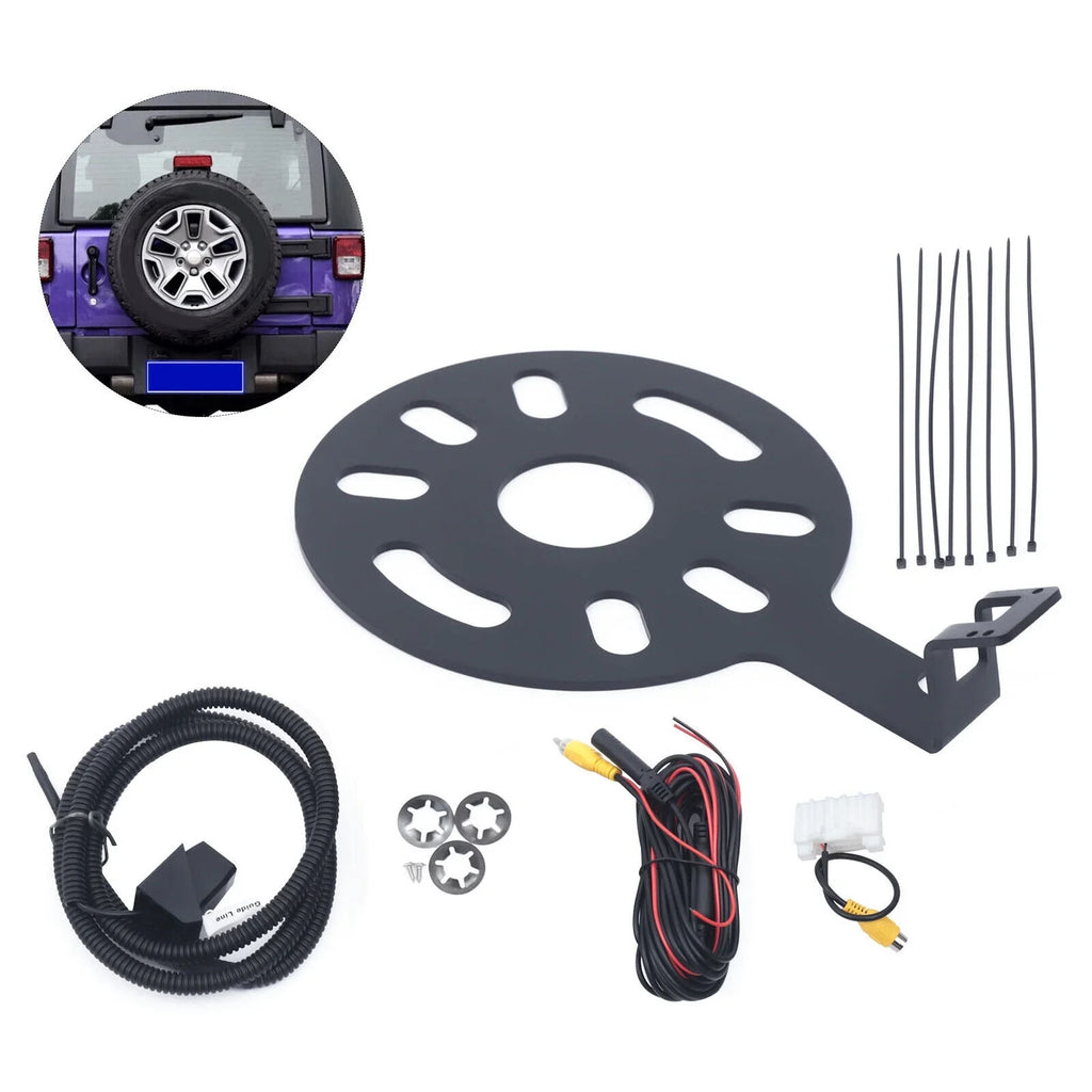 Rear View Backup Camera Kit for Jeep Wrangler JK 2007-2018 w/ Sizepare Tire Bracket