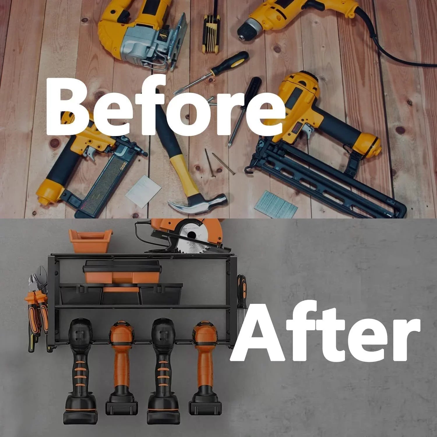 2PCSize Power Tool Organizer Wall-Mounted Cordless Drill Holder, Heavy Duty Rack