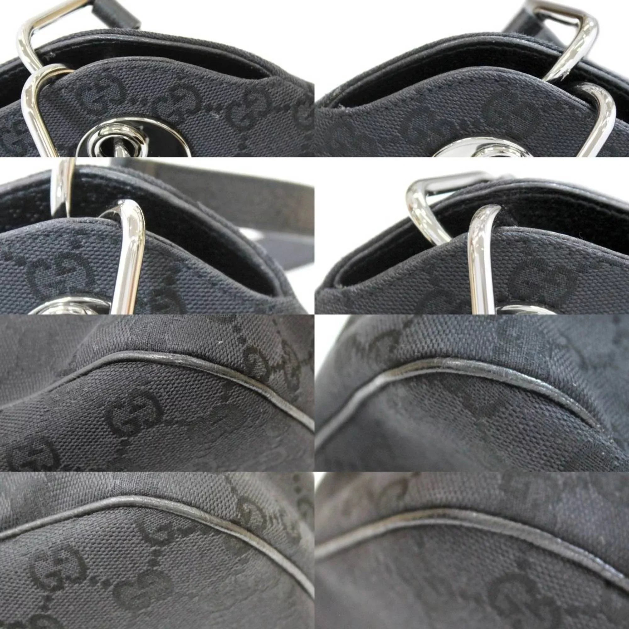 Pre-Owned GUCCI Gucci tote bag GG canvas black 121023 (Good)
