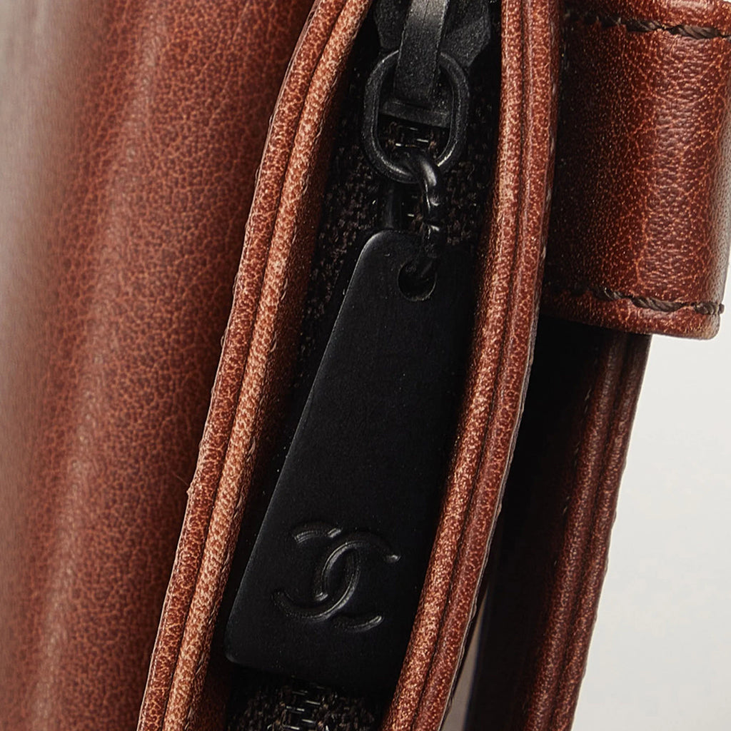 Pre-Owned Authenticated Chanel CC Belt Bag Lambskin Leather Brown Unisex (Fair)