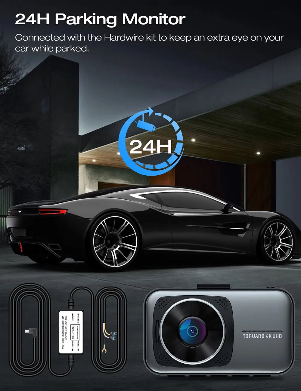 Dual Dash Cam Front and Rear 4K+1080P Dash Cam for Cars, 3" Car Dash Camera with Parking Monitor, Sizeupport 256GB