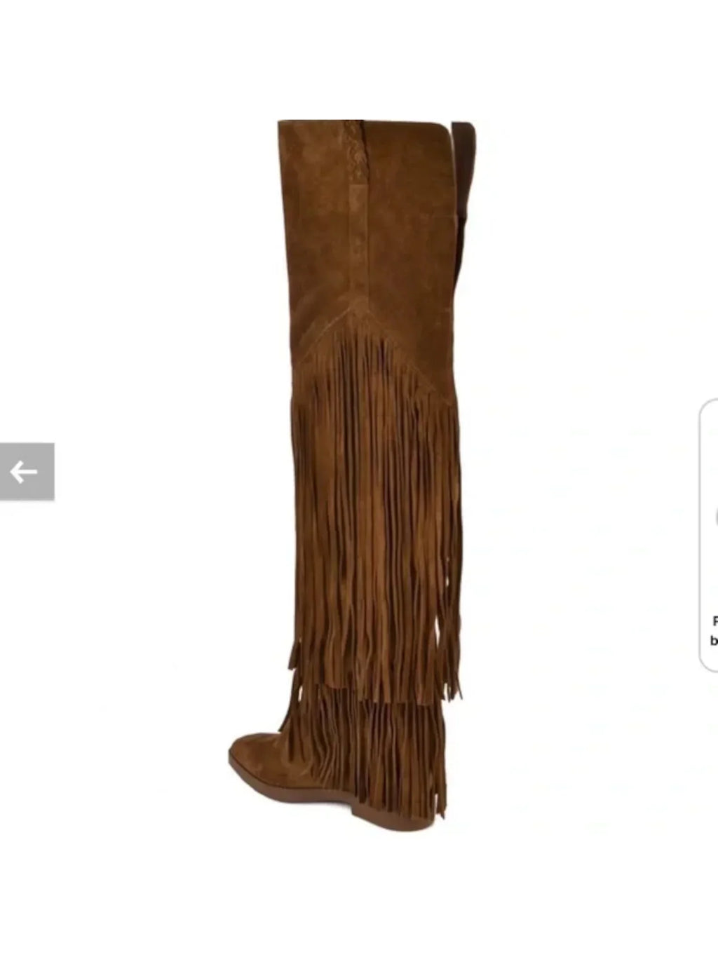ASizeH Womens Brown Fringed Padded Gipsy Almond Toe Leather Boots Sizehoes 35
