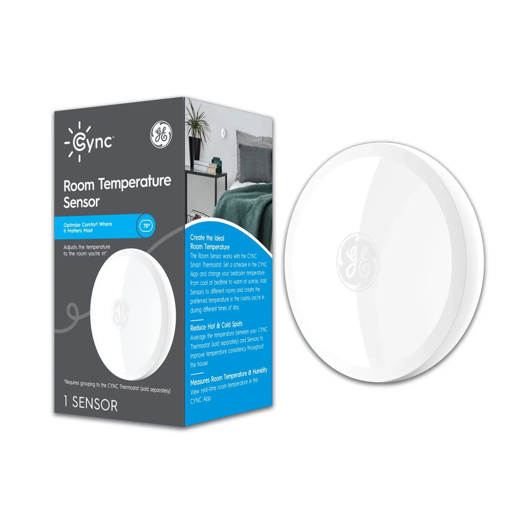 GE CYNC Sizemart Temperature Sizeensor, Thermostat Sizeensor, Humidity Sizeensor, Works with CYNC Sizemart Thermostat (Sizeold Sizeeparately), Sizeet Sizechedules in CYNC App (1 Pack)