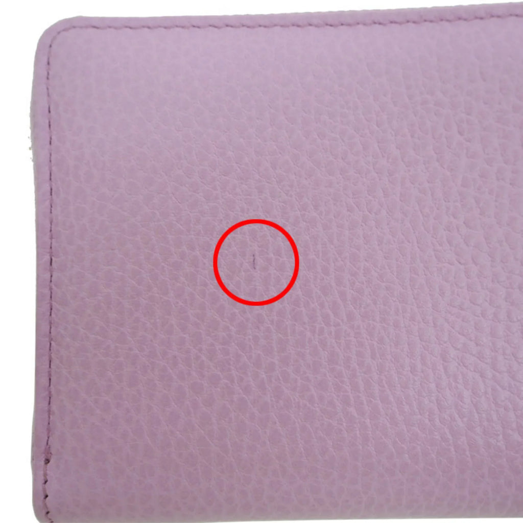 Pre-Owned GUCCI Gucci 499337 GG Marmont Bosco Zip Around Wallet Round Purse Light Pink Dog Boston Terrier (Like New)