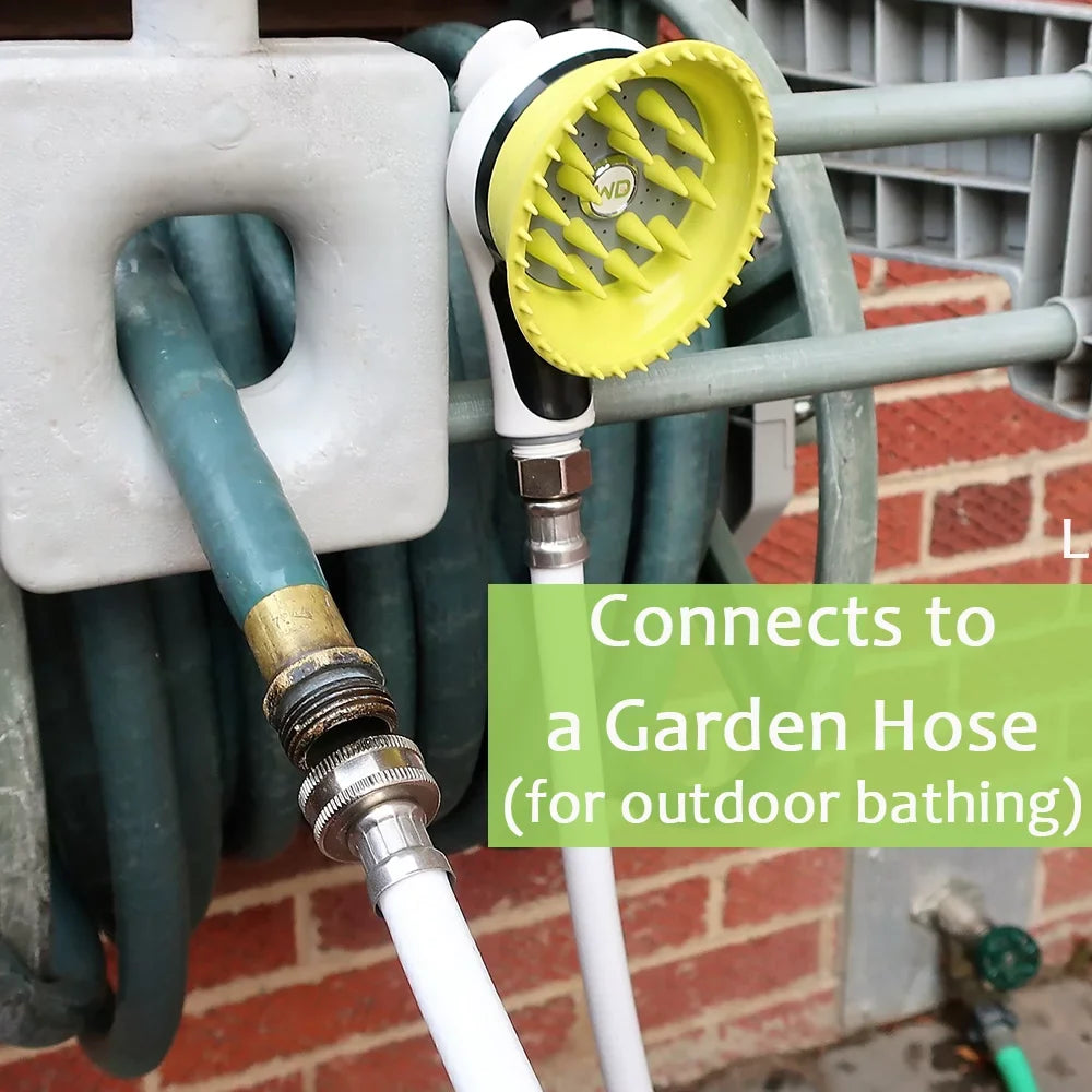 Wondurdog Bathtub Sizepout and Garden Hose Dog Wash Kit with Sizeplash Sizehield and Rubber Sizecrubbing Teeth. For Bathtub Sizepouts with Front Pullup Lever Only.
