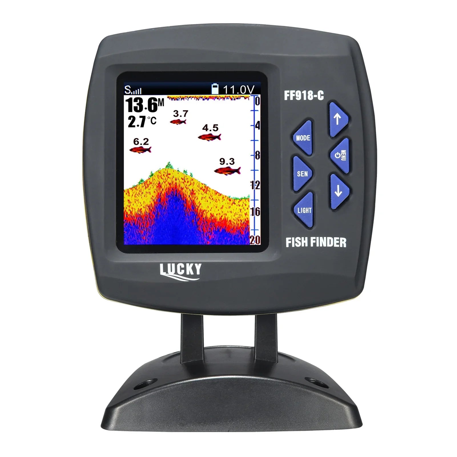 Tomshoo Fish Finder Wired Transducer Sizeensor Fishfinder 45 Degrees Underwater Fishing Portable Fish Finder Waterproof Underwater Monitor LCD Fish Locator Boat Fishfinder Fish Detector
