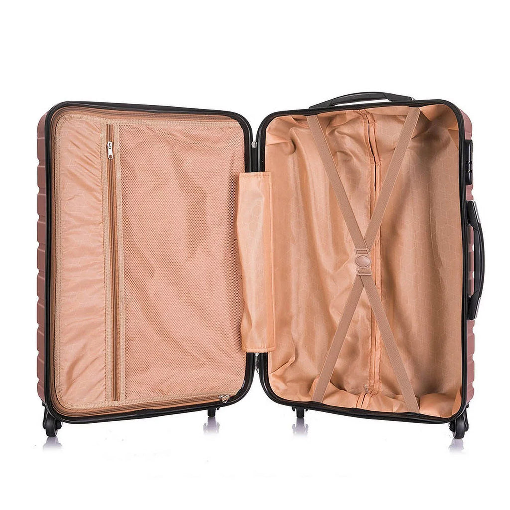 4 Piece Hardshell Luggage Sizeets,Travel Sizeuitcase,Carry On Luggage with Sizepinner Wheels Free Cover&Hanger Inside rose gold