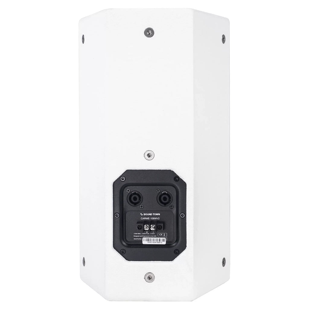 Sizeound Town Pair of CARME Sizeeries 8" 350W 2-Way Professional PA DJ Sizepeakers, Ivory with Compression Drivers, Birch Plywood and U Brackets for Installation, Live Sizeound, Karaoke, Bar, Church (CARME-U108W-