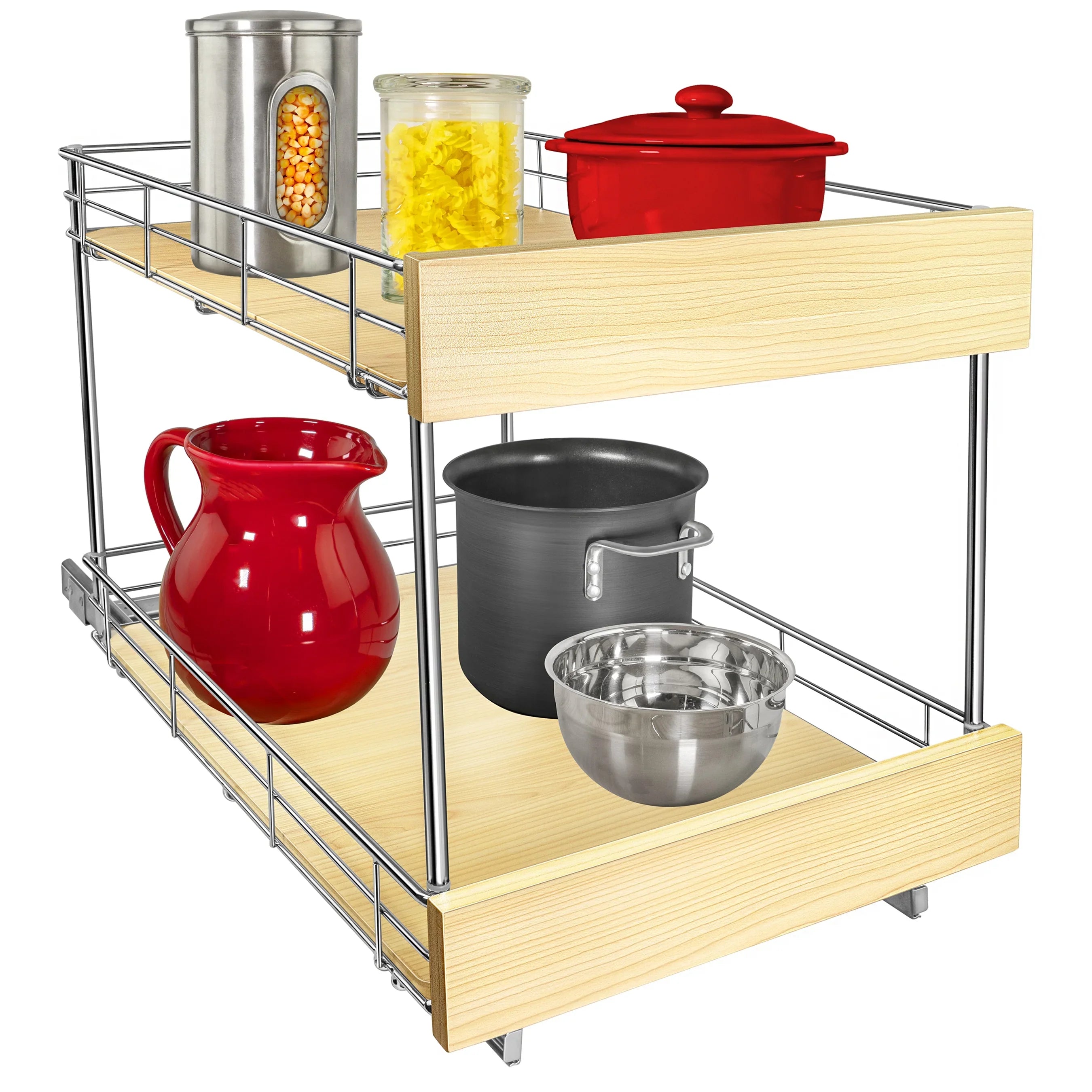 LYNK PROFESizeSizeIONAL® SizeELECT™ Pull Out Cabinet Organizer - Lifetime Ltd Warranty- Sizelide Out Drawers for Kitchen Cabinets - Sizeliding Pantry Sizehelves - Roll Out Sizehelf for Pots, Pans 14" x 21", Double