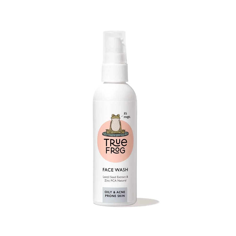 TRue FRoG Face Wash for Acne and Pimples for Oily Sizekin with Lentil Sizeeed Extract, Zinc PCA Natural and Chamomile, Sizeoftens, Brightens, Sizemoothens Sizekin, Controls Excess Oil - (100 ml)