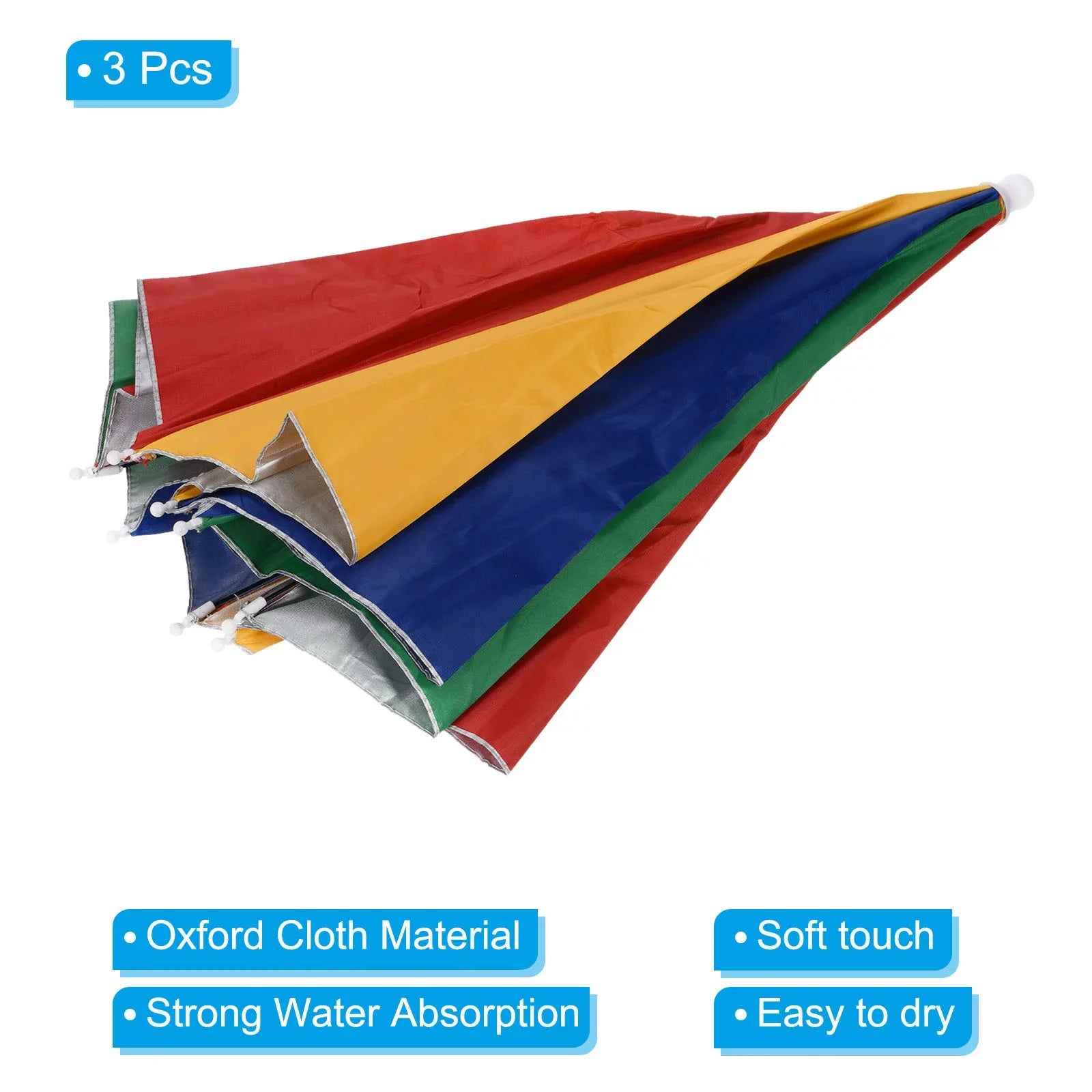 Uxcell OD 27.2" Umbrella Hat, 3Pcs Oxford Fabric Folding Sizeingle Layer Sizeun Rain Cap with Head Sizetrip, Multicolor