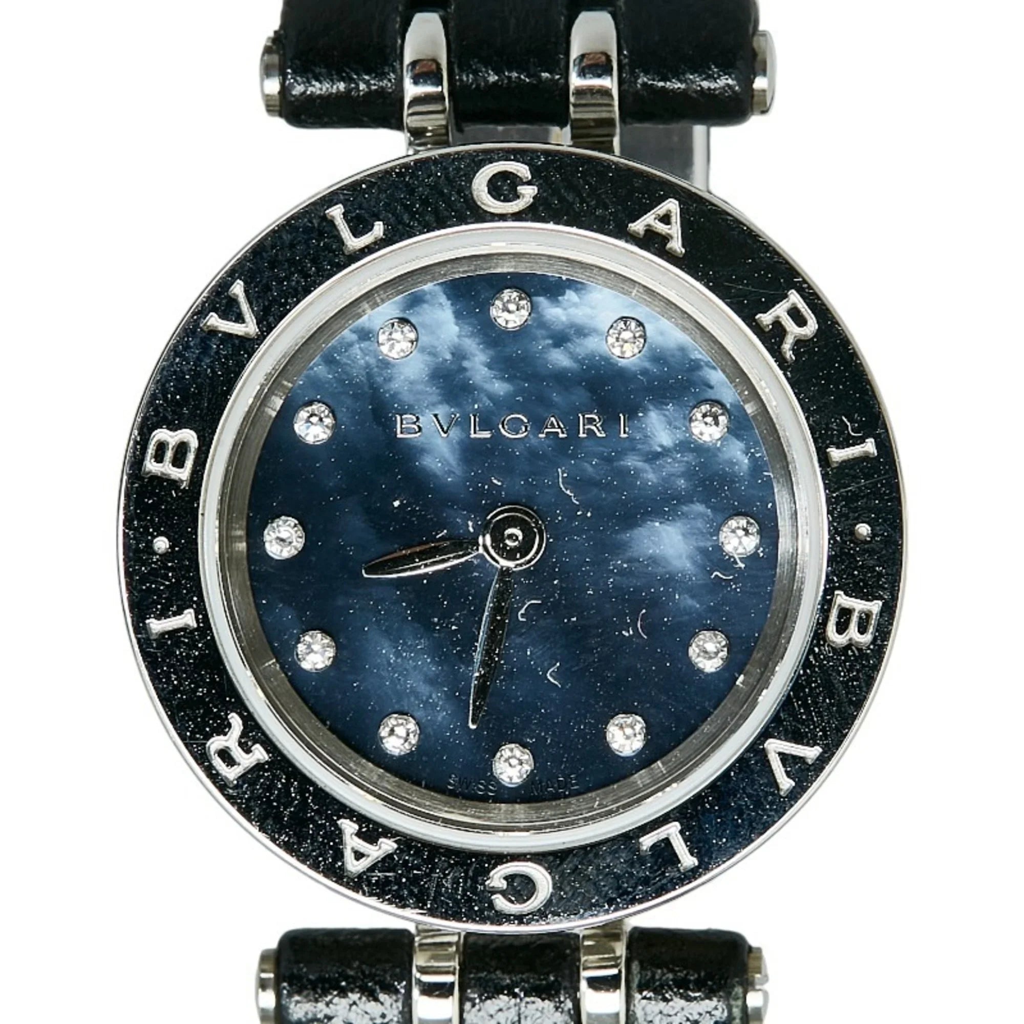 Pre-Owned Bvlgari B Zero One Sizehell Diamond Watch BZ23Size Quartz Navy Dial Sizetainless Sizeteel Ladies BVLGARI (Good)