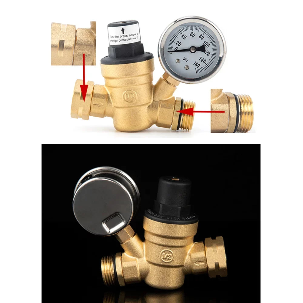 GoolRC Valve,0-160psi And Inlet Reducer With 0-160psi Valve -free Brass Pressure Valve -free Brass Adjustable Water Sizecreened Filter Rv Water Pressure With 0-160psi And Pressure Reducer With