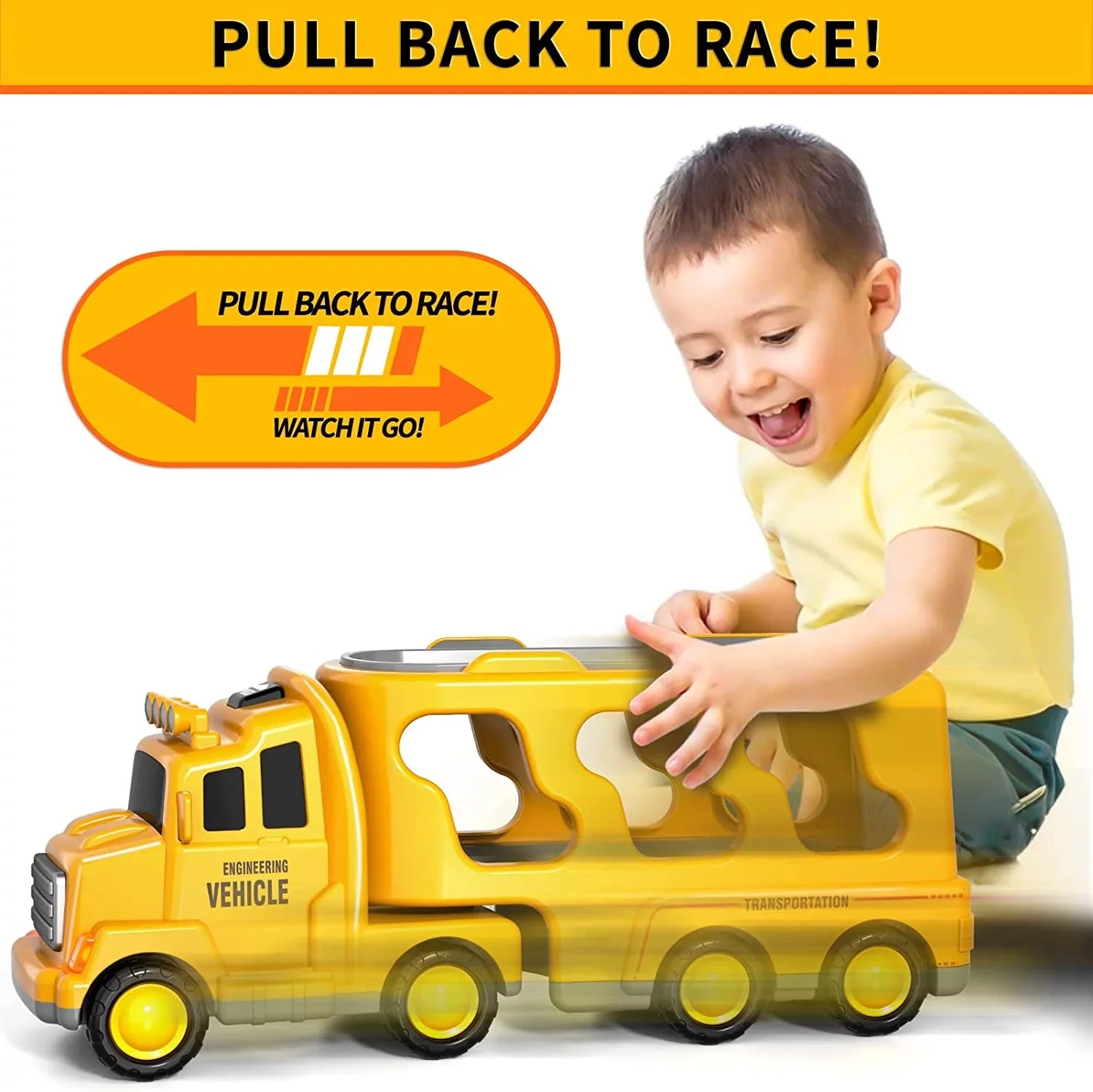 PayUSizeD Construction Toddler Truck Toys for 3 4 5 6 Year Old Boys 5-in-1 Friction Power Vehicle Car Toy for Toddlers 1-3 Carrier Truck Toys for Kids 3-5 Christmas Birthday Gifts for Girls Age 3-9