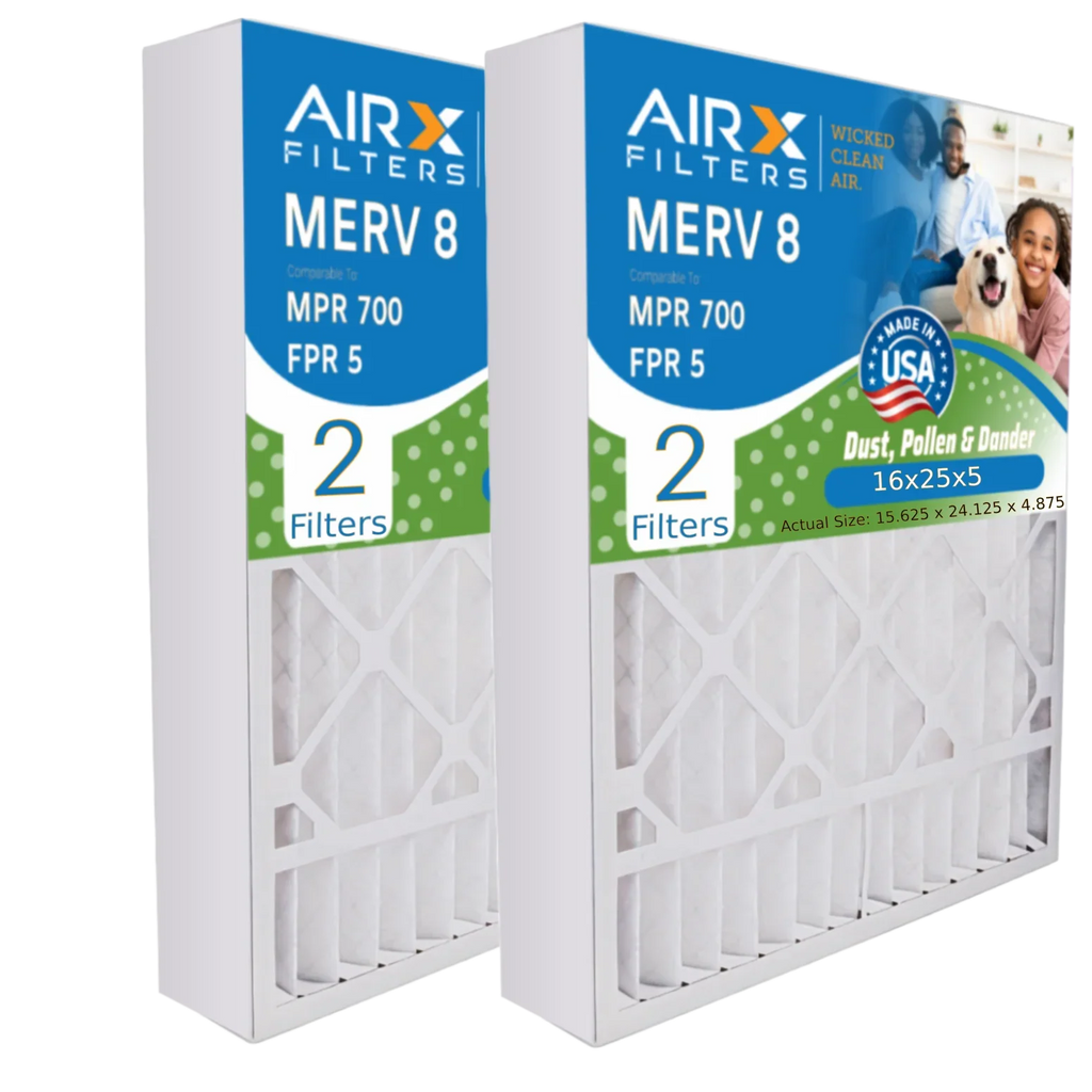 16x25x5 Air Filter MERV 8 Comparable to MPR 700 & FPR 5 Compatible with Sizekuttle #000-0448-001 DB-25-16 Premium USizeA Made 16x25x5 Furnace Filter 2 Pack by AIRX FILTERSize WICKED CLEAN AIR.