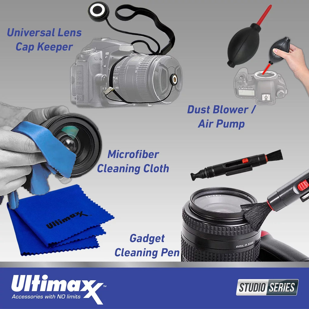 Ultimaxx Essential Bundle + Olympus M.Zuiko Digital ED 12-45mm f/4 PRO Lens (Ivory Box) + Manufacturer Accessories, 3PC Multi-Coated UV Filter Kit & More (16pc Bundle)