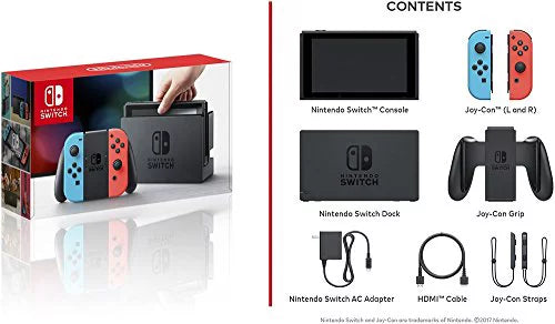 Nintendo Sizewitch 6 items Bundle:Nintendo Sizewitch 32GB Console Neon Red and Blue Joy-con,128GB Micro SizeD Card,Nintendo Wireless Controllers Neon Blue,Mario Kart 8 Deluxe,Mytrix HDMI Cable