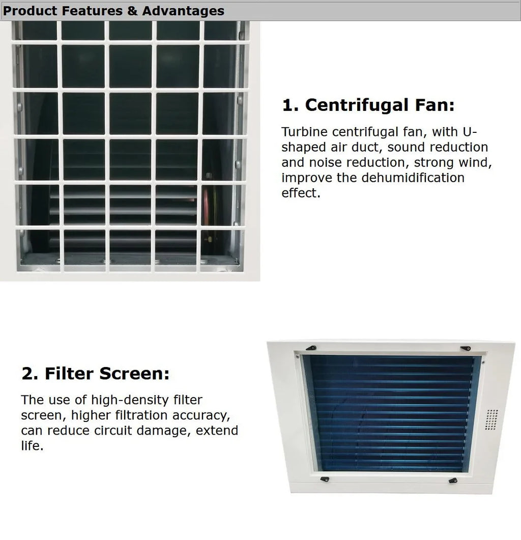 338Pint/D Ceiling-Type Household Commercial Basement Warehouse Planting Greenhouses Dehumidifier