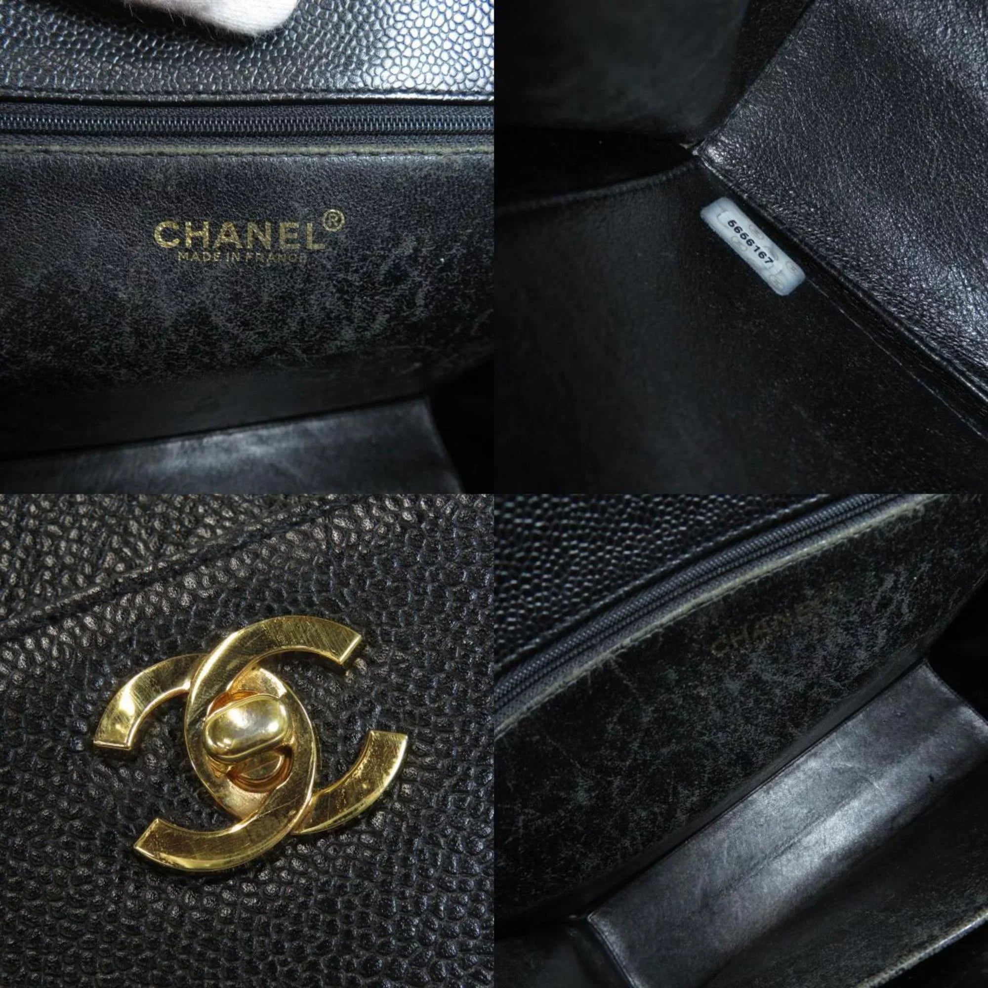 Pre-Owned CHANEL COCO MARK Handbag Caviar Sizekin Ladies (Good)