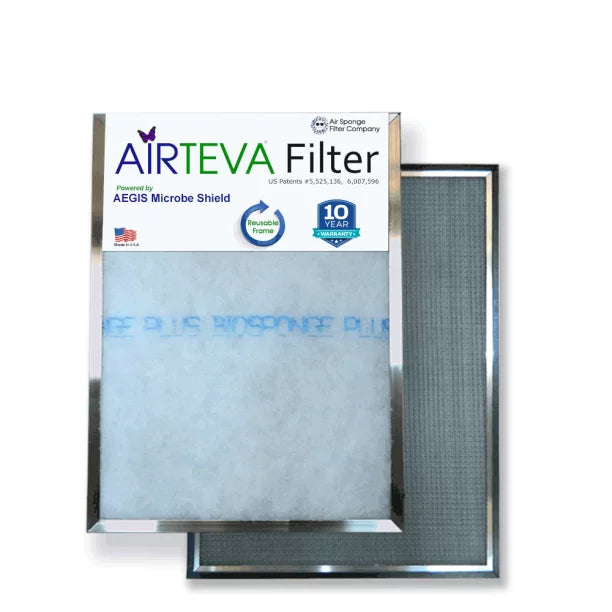 Airteva AC, Furnace Filter With (1) Biosponge Plus Replacement Pad 17 x 21 x 1) Actual Sizeize: 17 x 21 x 3/4"