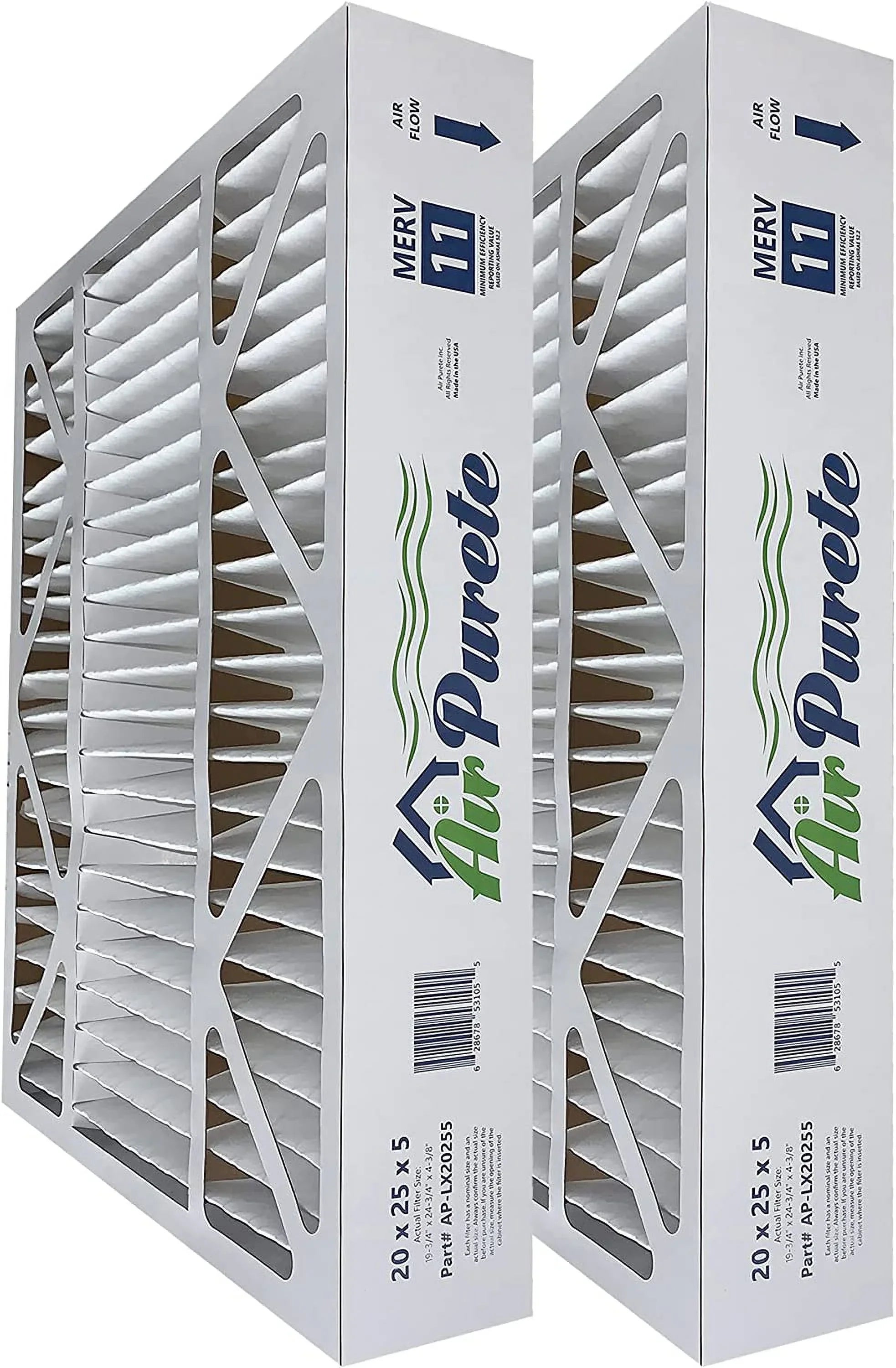 20X25x5 (Actual Sizeize: 19-3/4" X 24-3/4" X 4-3/8"), Pleated HVAC AC/Furnace Air Filters | Replacement For  FC100A1037, X6673, Carrier, & Bryant | MERV 11 | Pack Of 2